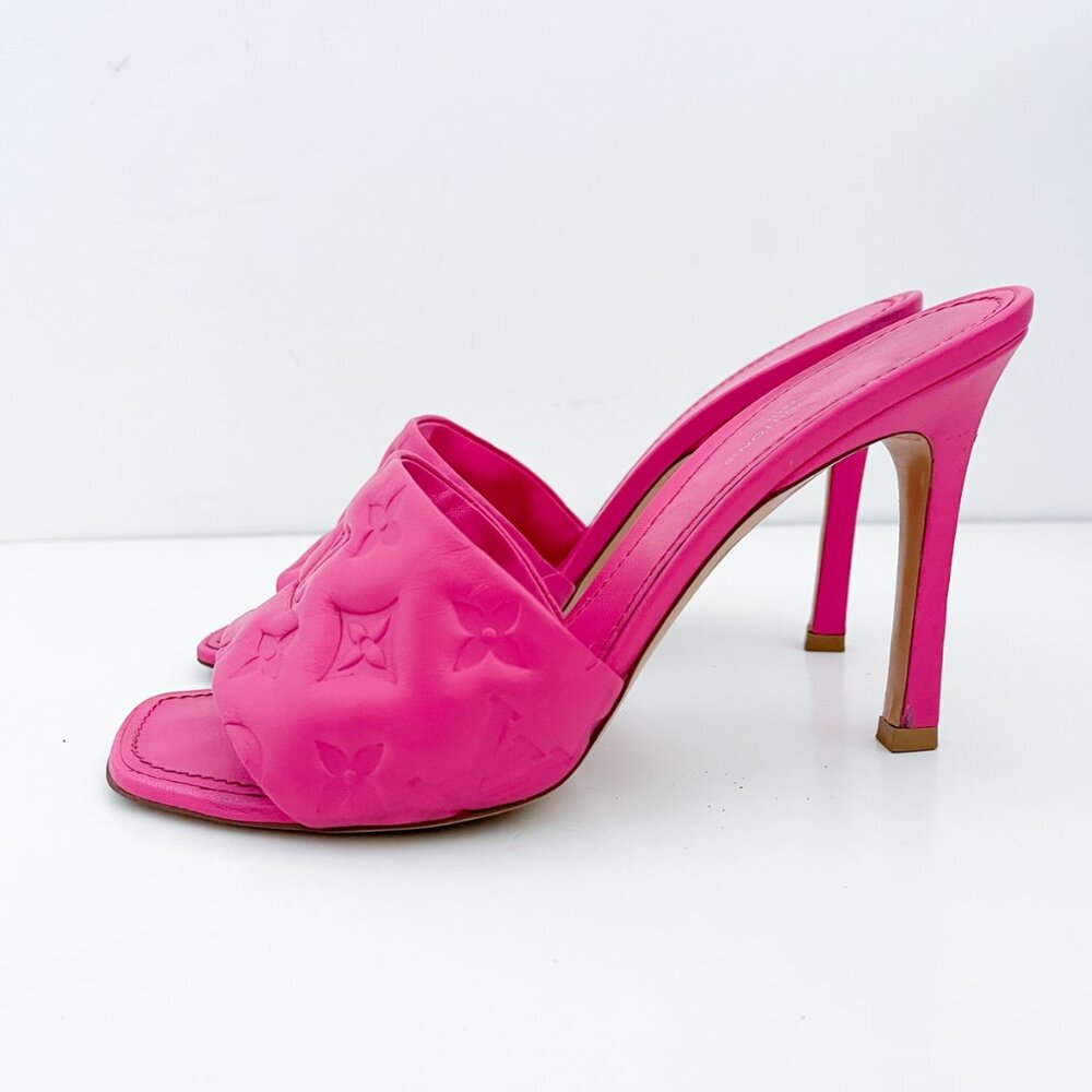 Louis Vuitton Revival Mule Monogram Pink Heel Padded Heels Sandals